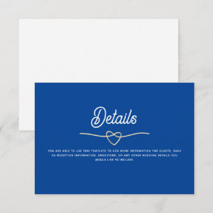 Details der königsblauen Hochzeit Begleitkarte