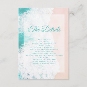 Details der Traumhochzeit am Strand im Teal-Weiß-S Begleitkarte