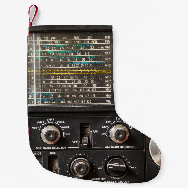 Details eines alten Funkempfängers Kleiner Weihnachtsstrumpf (Vorderseite)