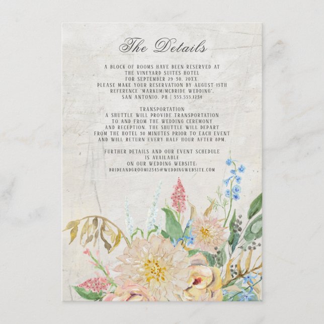 Details Einfache moderne Folien Vintage Blüte Begleitkarte (Vorderseite)