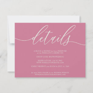Details Einfache Unterschrift Rosa RSVP Karte