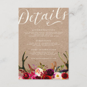 DETAILS Elegant Floral Boho Rustic Antlers Begleitkarte