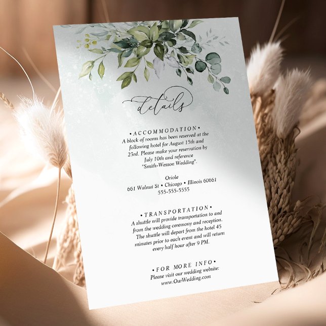 Details Greenery Minimalistische SkriptWedding Begleitkarte (Von Creator hochgeladen)