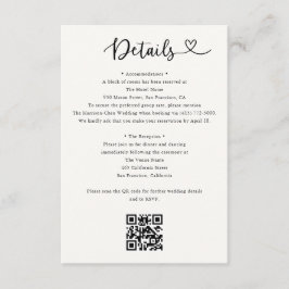 Details Heart QR Code RSVP Wedding  Enclosure Card Begleitkarte