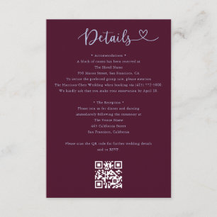 Details Herz QR Code RSVP Hochzeit Beilagekarte Begleitkarte