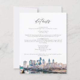 Details-Karte für die Aquarellfarben-Philadelphia- Einladung