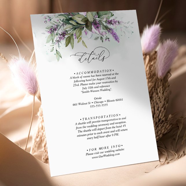 Details Lavender Greenerity Script Hochzeit Begleitkarte (Von Creator hochgeladen)