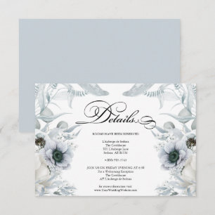 DETAILS   Pastel Dusty Blue Flowers Einladung