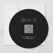 Details QR Codelkarte Schwarz und Weiß Hochzeit