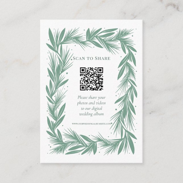 Details/Scannen, um die Grünen Winterkranzhochzeit Begleitkarte (Vorderseite)