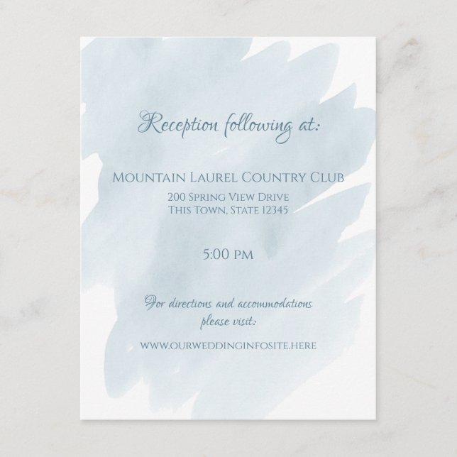 Details und Informationen zu Hochzeiten in Blue Wa Begleitkarte (Vorderseite)