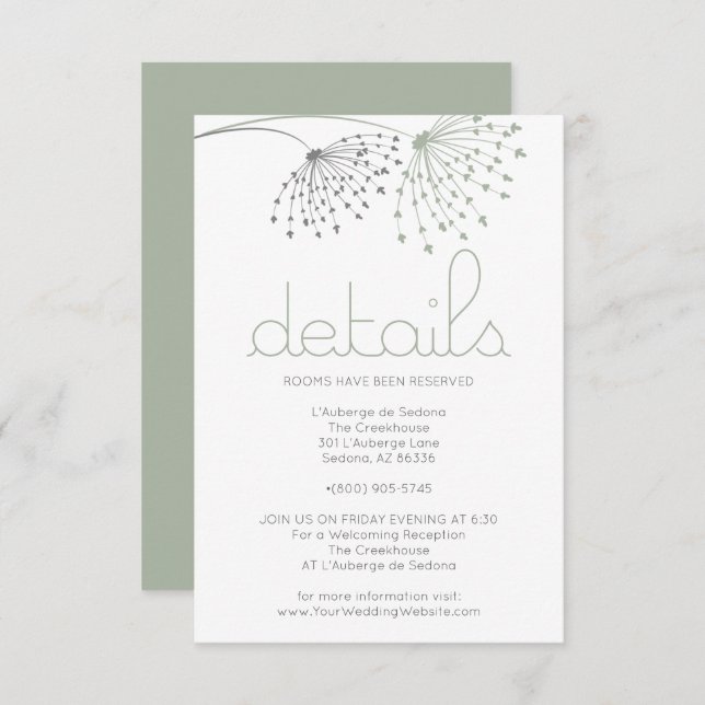 DETAILS | Weichteil-Grün-Doodle-Blume Einladung (Vorne/Hinten)