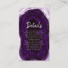 Details zu Amethyst Lila & Silver Geode Hochzeiten Begleitkarte