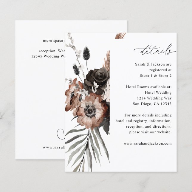 Details zu Black & Natural Floral Boho (Vorne/Hinten)