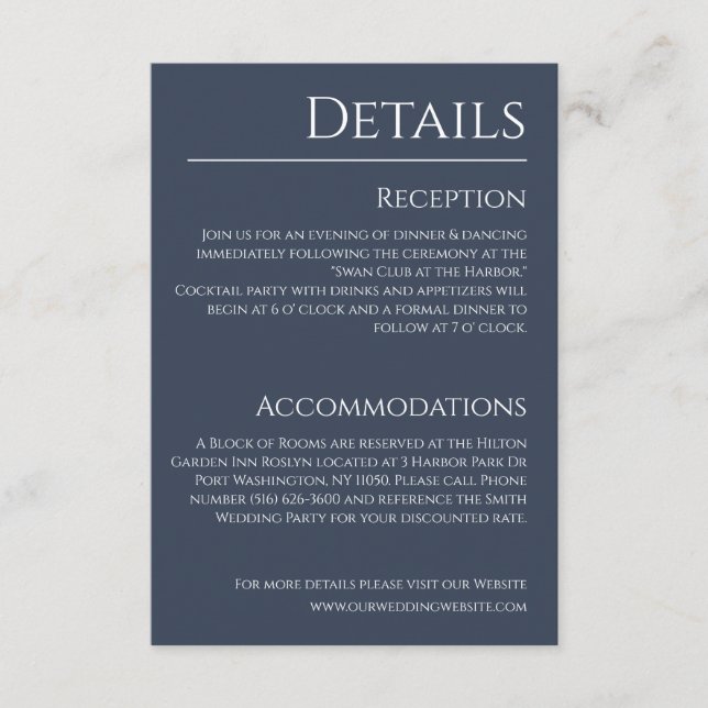 Details zu Blauen und Weißen Hochzeiten: Begleitkarte (Vorderseite)