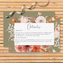 Details zu Boho Burnt Orange Fall Floral Begleitkarte