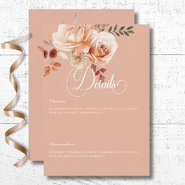 Details zu Boho Peach & Rust Blumenpfirsiche Begleitkarte