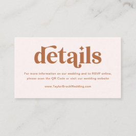 Details zu Boho Retro Cream Burnt Orange Wedding Begleitkarte