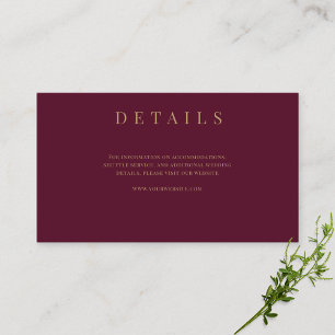 Details zu Burgundy & Gold-Hochzeiten Begleitkarte
