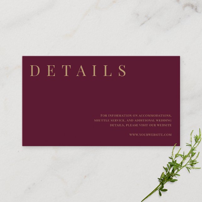 Details zu Burgundy & Gold-Hochzeiten Begleitkarte (Von Creator hochgeladen)