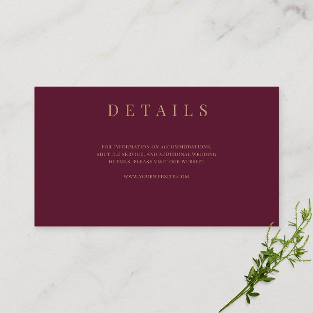 Details zu Burgundy & Gold-Hochzeiten Begleitkarte (Von Creator hochgeladen)