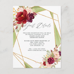 Details zu Burgundy-Marsala und Blush Geometric Begleitkarte