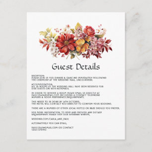 Details zu den beleidigenden Red Floral Wedding Begleitkarte