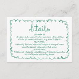 Details zu den handgezogenen, grünen Rahmen Begleitkarte