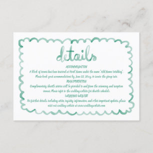 Details zu den handgezogenen, grünen Rahmen Begleitkarte