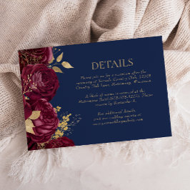 Details zu den Hochzeiten in Burgund Gold Floral N RSVP Karte