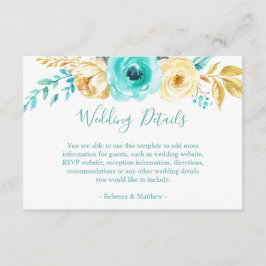 Details zu den Hochzeiten in Chic Turquoise Gold F Begleitkarte