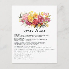 Details zu den Hochzeitsgästen in Rosa und Gelb Begleitkarte