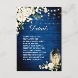 Details zu den Roses Royal Blue Wood Lantern Begleitkarte