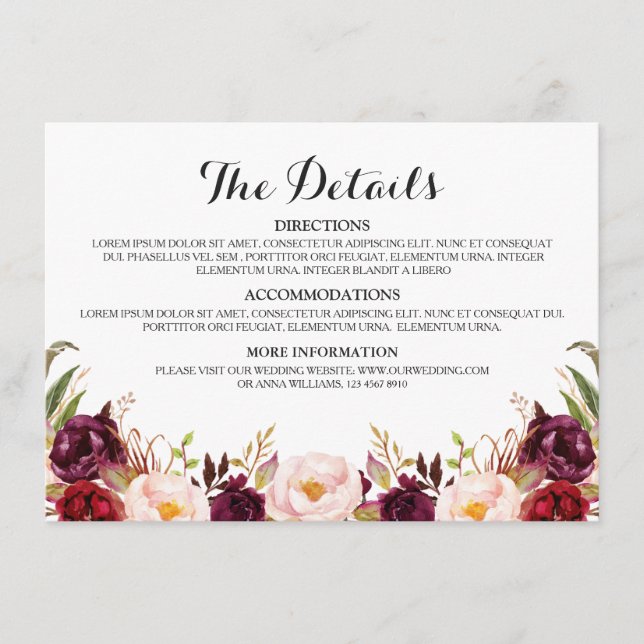 Details zu den rustikalen Hochzeiten in Burgund Re Begleitkarte (Vorderseite)