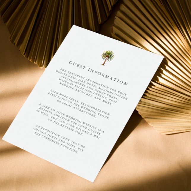 Details zu den tropischen Palmen Einladung (DIGITAL GUEST DETAILS WITH PALM TREE IN WATERCOLOR STYLE FOR EXOTIC TROPICAL WEDDING OR COASTAL)