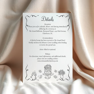 Details zu Flüchtigen Handgezogenen Hochzeiten Begleitkarte