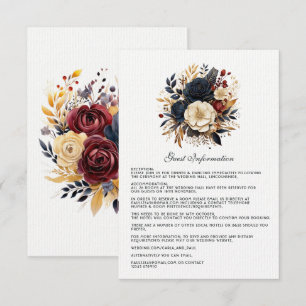 Details zu Gold, Navy Blue und Burgund Floral Begleitkarte