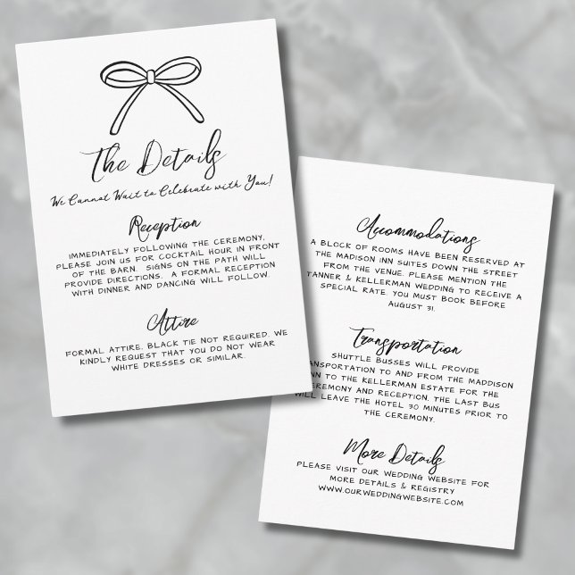 Details zu handgezeichneten Flüchtigen Hochzeiten Begleitkarte (Hand Drawn Whimsical Wedding Details Enclosure Card)