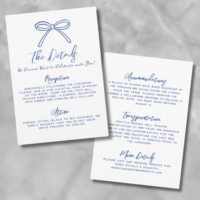 Details zu handgezeichneten Whimsical Blue Hochzei Begleitkarte (Hand Drawn Whimsical Blue Wedding Details Enclosure Card)