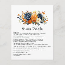 Details zu Hochzeiten der Marine und Orange Floral