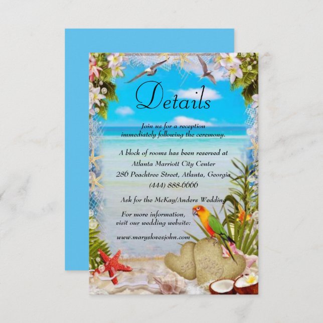 Details zu Hochzeiten im tropischen Strand Begleitkarte (Vorne/Hinten)