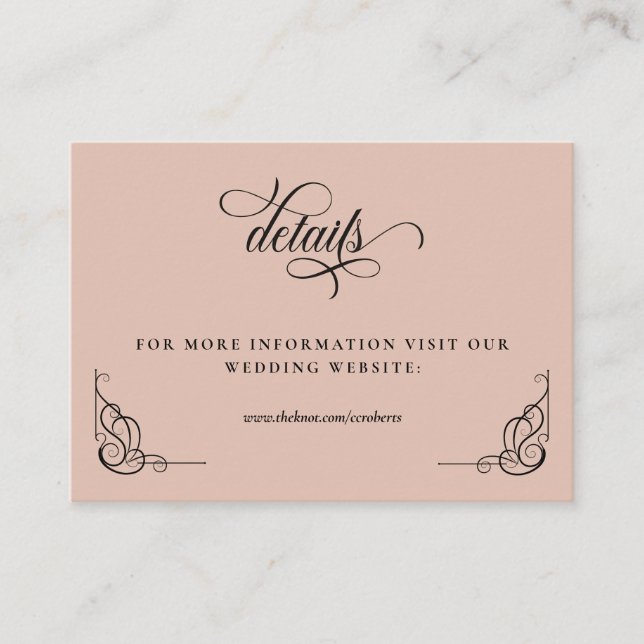 Details zu Hochzeiten in Beige und Schwarz Begleitkarte (Vorderseite)