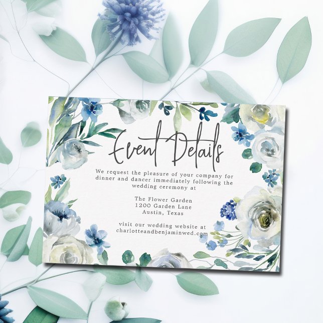 Details zu Hochzeiten in Blauer Flora Begleitkarte (Von Creator hochgeladen)