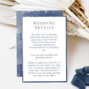 Details zu Hochzeiten in elegantem blauem Wasser Begleitkarte