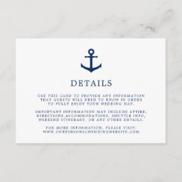 Details zu Hochzeiten in elegantem Nautical Navy Begleitkarte
