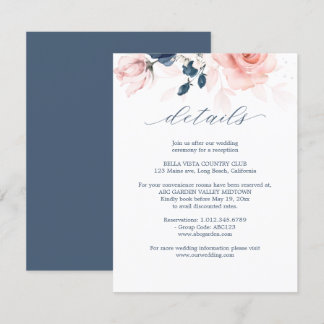 Details zu Hochzeiten in Navy Blue und Blush Pink Begleitkarte