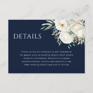 Details zu Hochzeiten in Navy Blue & White Blume Begleitkarte