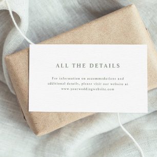 Details zu Hochzeiten in weißem und länglichem Tex Begleitkarte