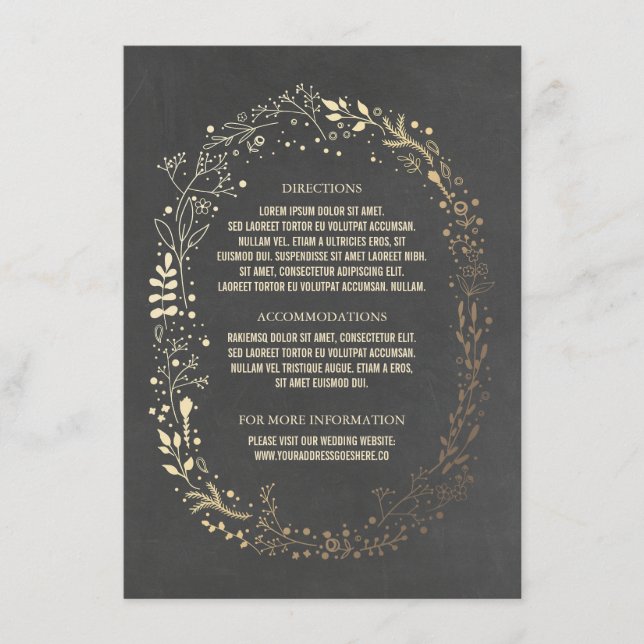Details zu Hochzeiten von Gold und Chalkboard Begleitkarte (Vorderseite)