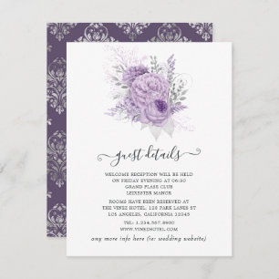 Details zu Lavender und Silver Floral Wedding Begleitkarte